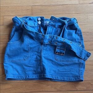 Windsor Blue Denim Belted Mini Skirt
